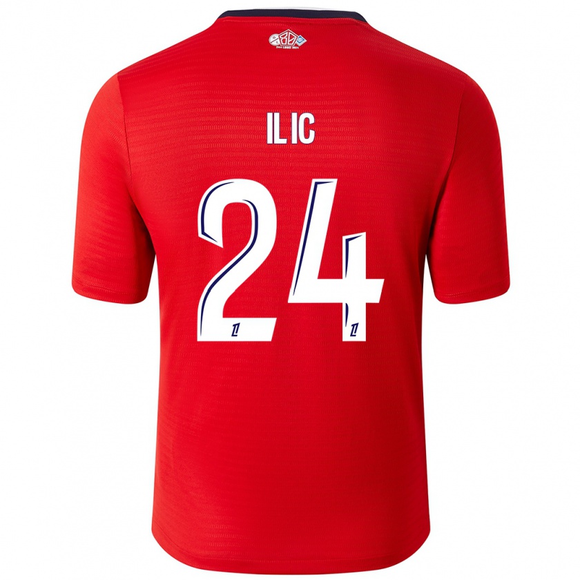 Kandiny Mujer Camiseta Andrej Ilic #24 Rojo Blanco 1ª Equipación 2024/25 La Camisa Chile