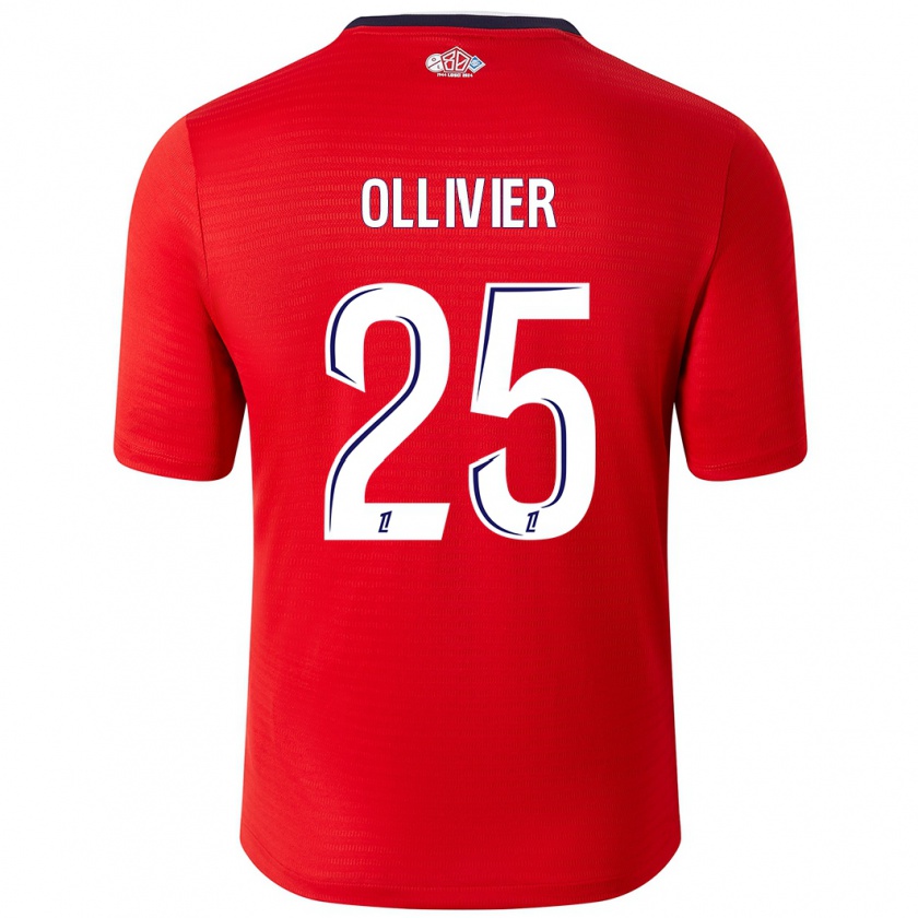 Kandiny Mujer Camiseta Agathe Ollivier #25 Rojo Blanco 1ª Equipación 2024/25 La Camisa Chile