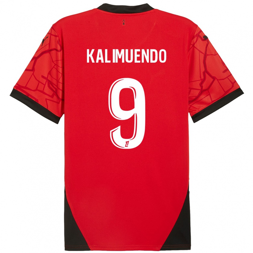 Kandiny Mujer Camiseta Arnaud Kalimuendo #9 Rojo Negro 1ª Equipación 2024/25 La Camisa Chile