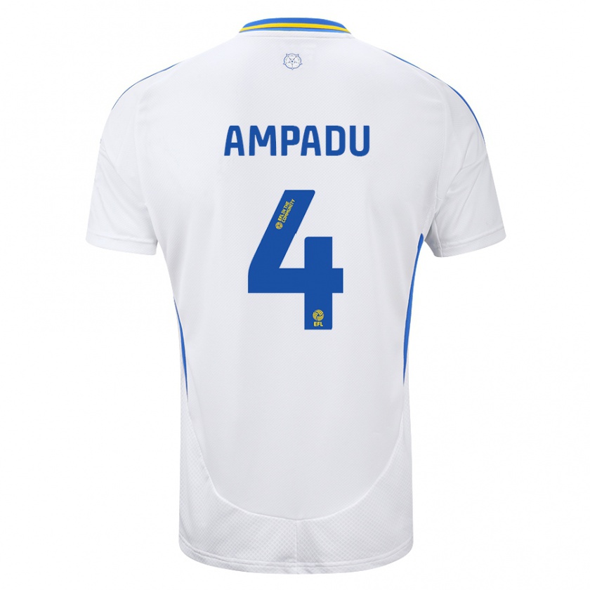 Kandiny Mujer Camiseta Ethan Ampadu #4 Blanco Azul 1ª Equipación 2024/25 La Camisa Chile