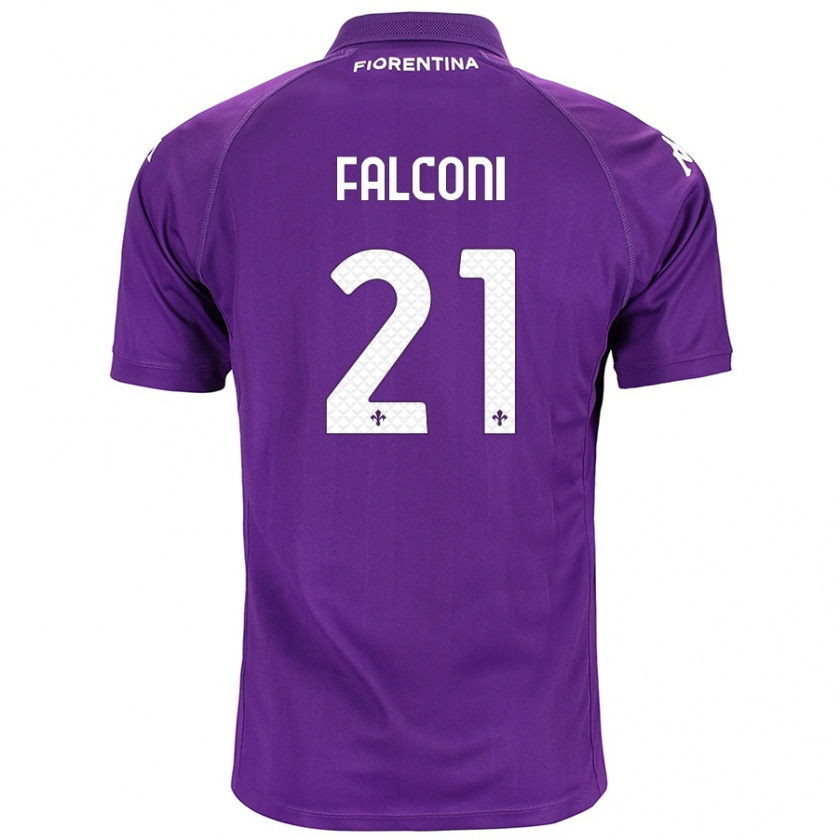 Kandiny Mujer Camiseta Niccolò Falconi #21 Morado 1ª Equipación 2024/25 La Camisa Chile