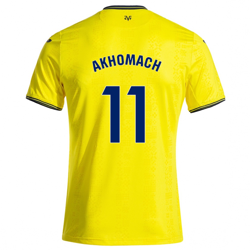 Kandiny Mujer Camiseta Ilias Akhomach #11 Amarillo Negro 1ª Equipación 2024/25 La Camisa Chile