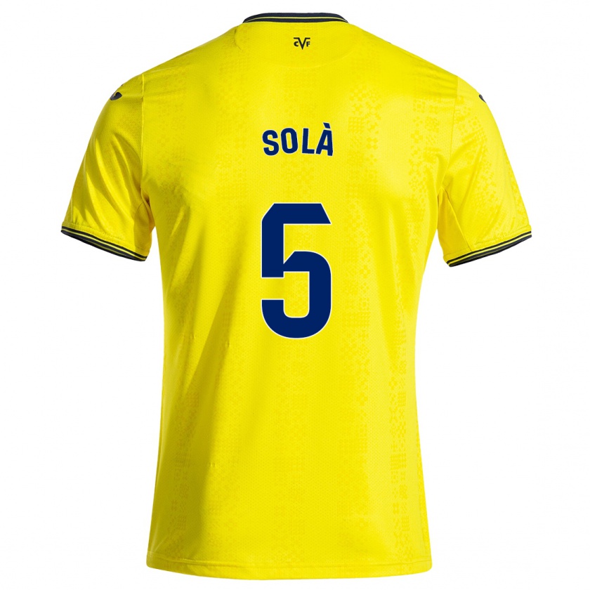 Kandiny Mujer Camiseta Arnau Solà #5 Amarillo Negro 1ª Equipación 2024/25 La Camisa Chile