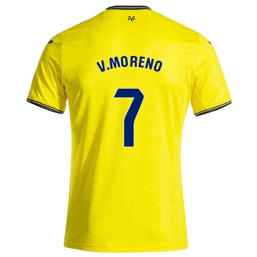 Kandiny Mujer Camiseta Víctor Moreno #7 Amarillo Negro 1ª Equipación 2024/25 La Camisa Chile