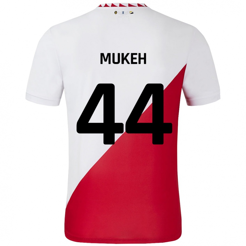 Kandiny Mujer Camiseta Joshua Mukeh #44 Blanco Rojo 1ª Equipación 2024/25 La Camisa Chile