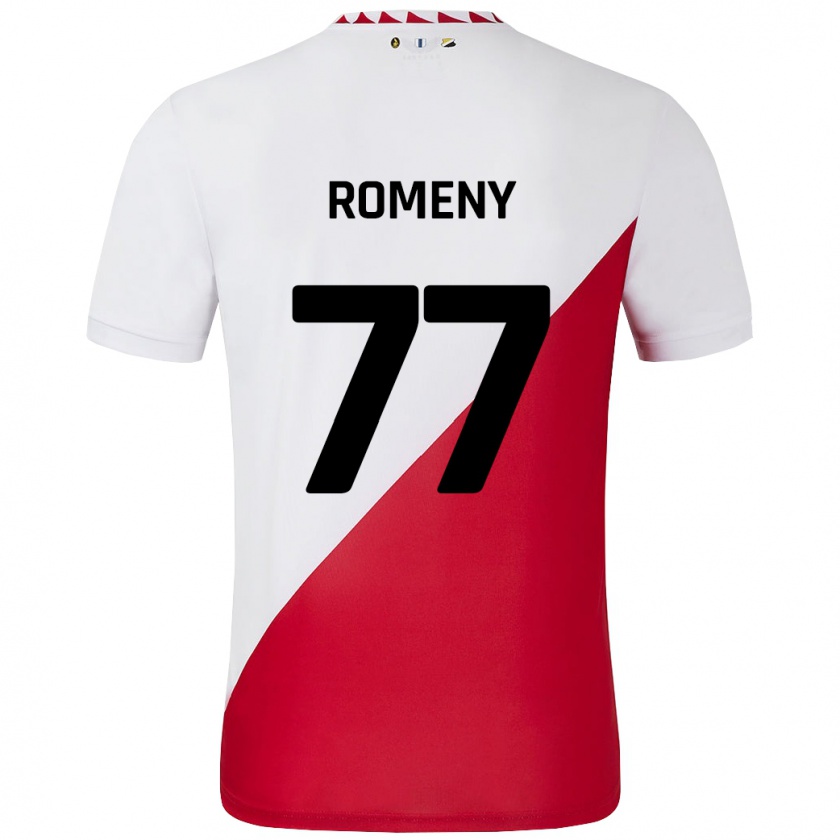 Kandiny Mujer Camiseta Ole Romeny #77 Blanco Rojo 1ª Equipación 2024/25 La Camisa Chile