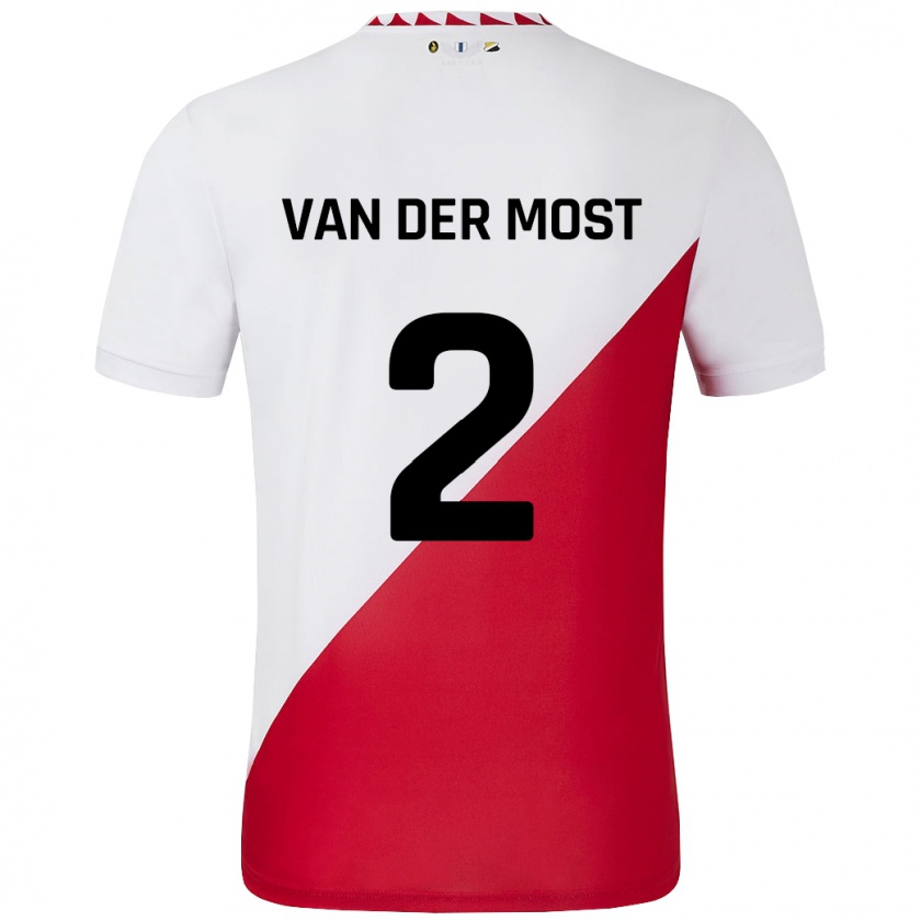 Kandiny Mujer Camiseta Liza Van Der Most #2 Blanco Rojo 1ª Equipación 2024/25 La Camisa Chile