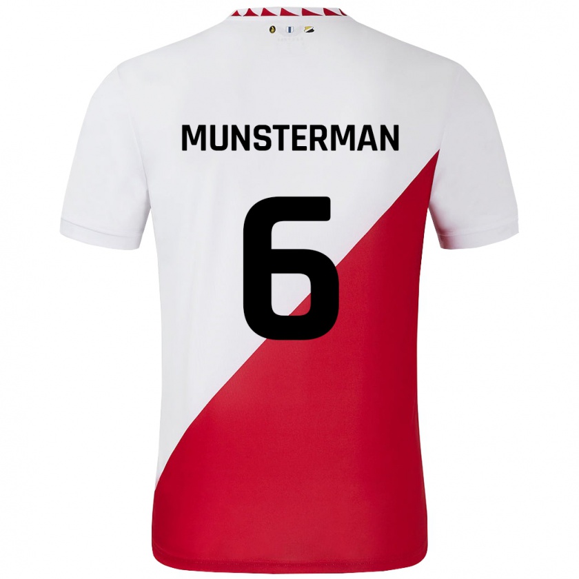 Kandiny Mujer Camiseta Marthe Munsterman #6 Blanco Rojo 1ª Equipación 2024/25 La Camisa Chile