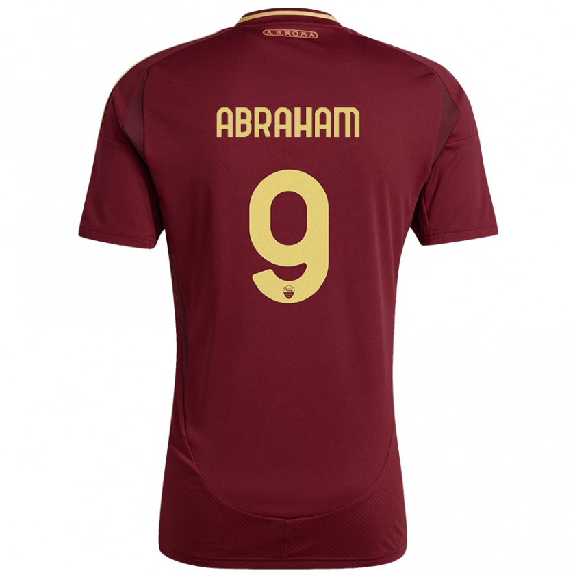 Kandiny Mujer Camiseta Tammy Abraham #9 Rojo Marrón Dorado 1ª Equipación 2024/25 La Camisa Chile