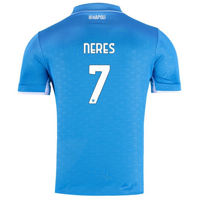 Kandiny Mujer Camiseta David Neres #7 Azul Cielo 1ª Equipación 2024/25 La Camisa Chile