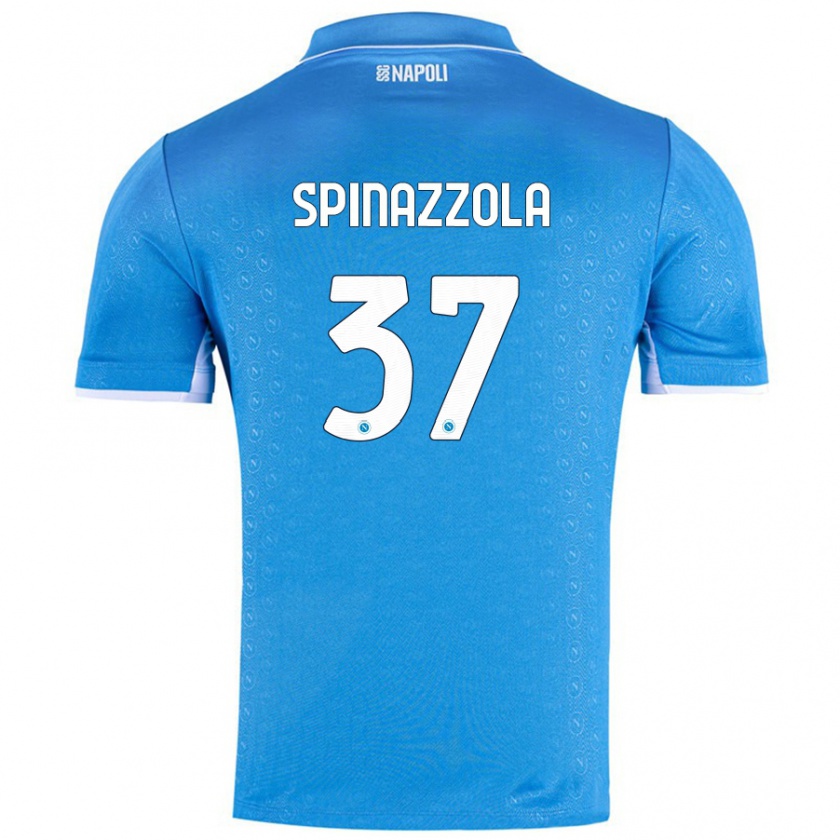 Kandiny Mujer Camiseta Leonardo Spinazzola #37 Azul Cielo 1ª Equipación 2024/25 La Camisa Chile