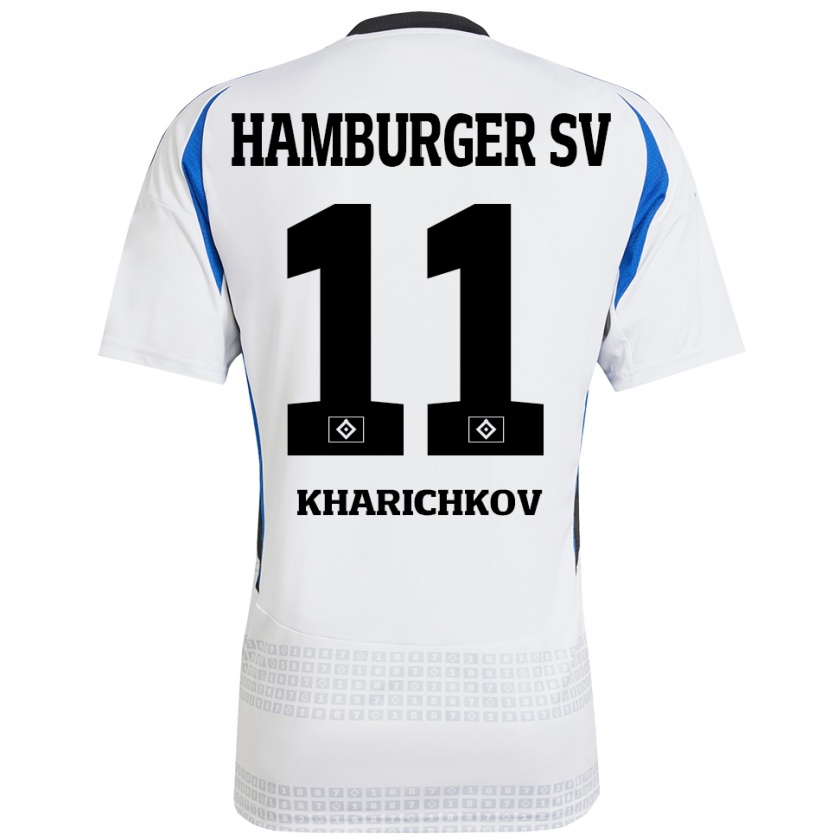 Kandiny Mujer Camiseta Valentyn Kharichkov #11 Blanco Azul 1ª Equipación 2024/25 La Camisa Chile