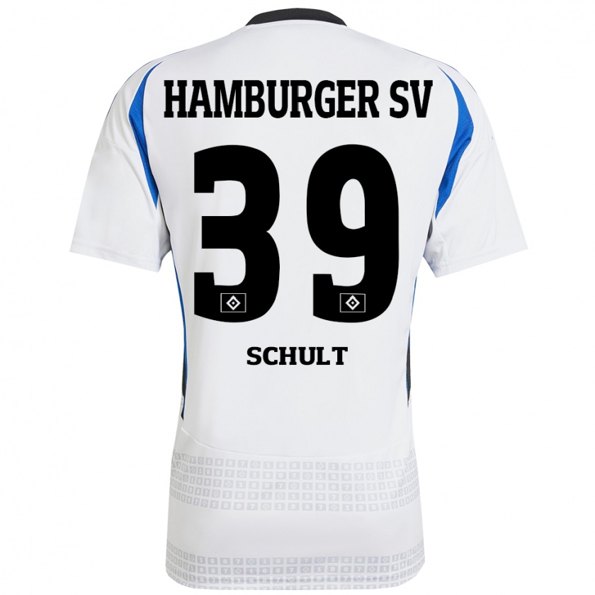 Kandiny Mujer Camiseta Almuth Schult #39 Blanco Azul 1ª Equipación 2024/25 La Camisa Chile