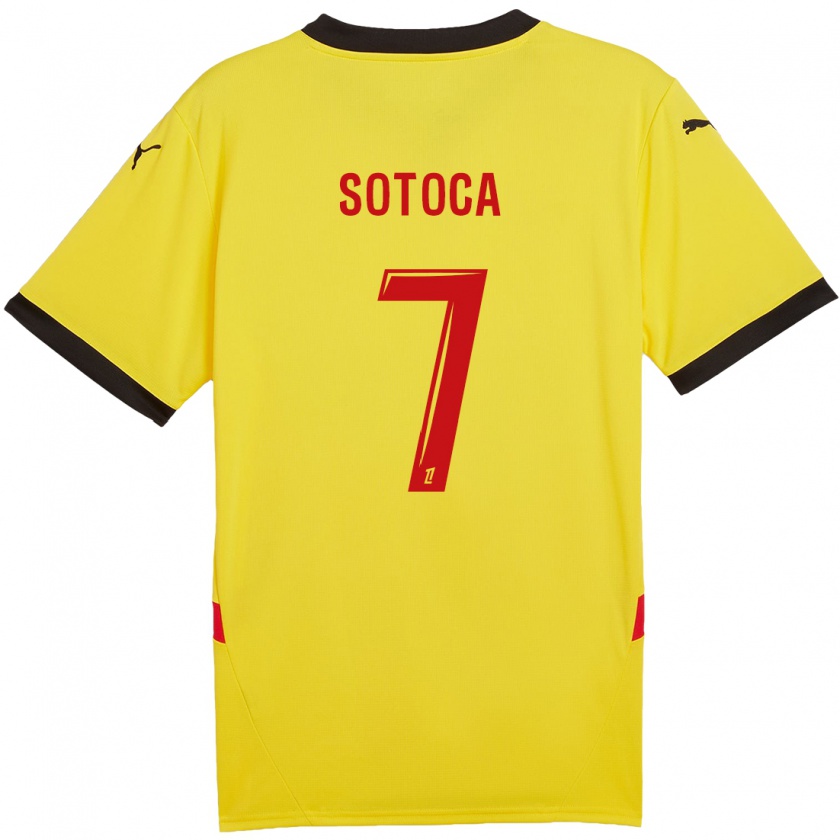 Kandiny Mujer Camiseta Florian Sotoca #7 Amarillo Rojo 1ª Equipación 2024/25 La Camisa Chile