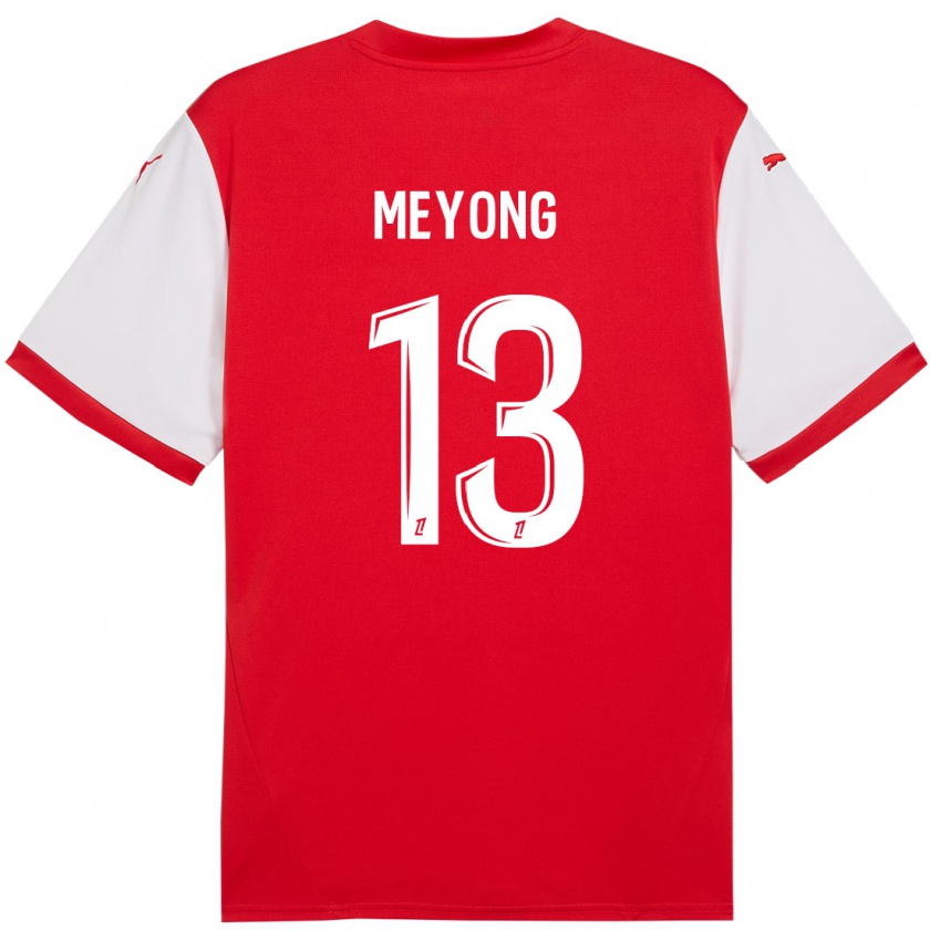 Kandiny Mujer Camiseta Charlène Meyong #13 Rojo Blanco 1ª Equipación 2024/25 La Camisa Chile