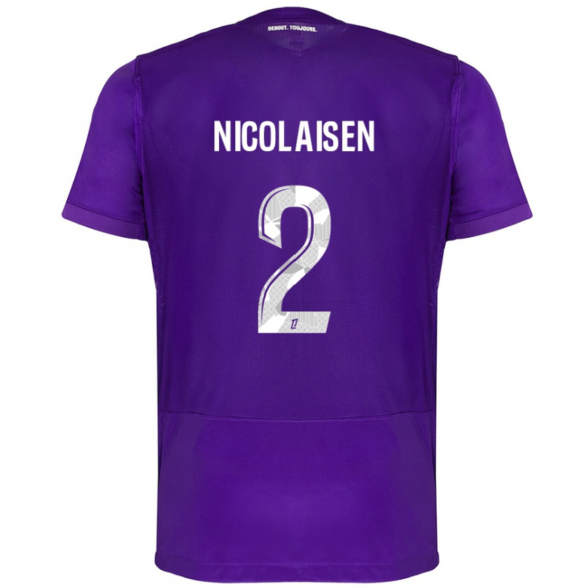 Kandiny Mujer Camiseta Rasmus Nicolaisen #2 Morado Blanco 1ª Equipación 2024/25 La Camisa Chile