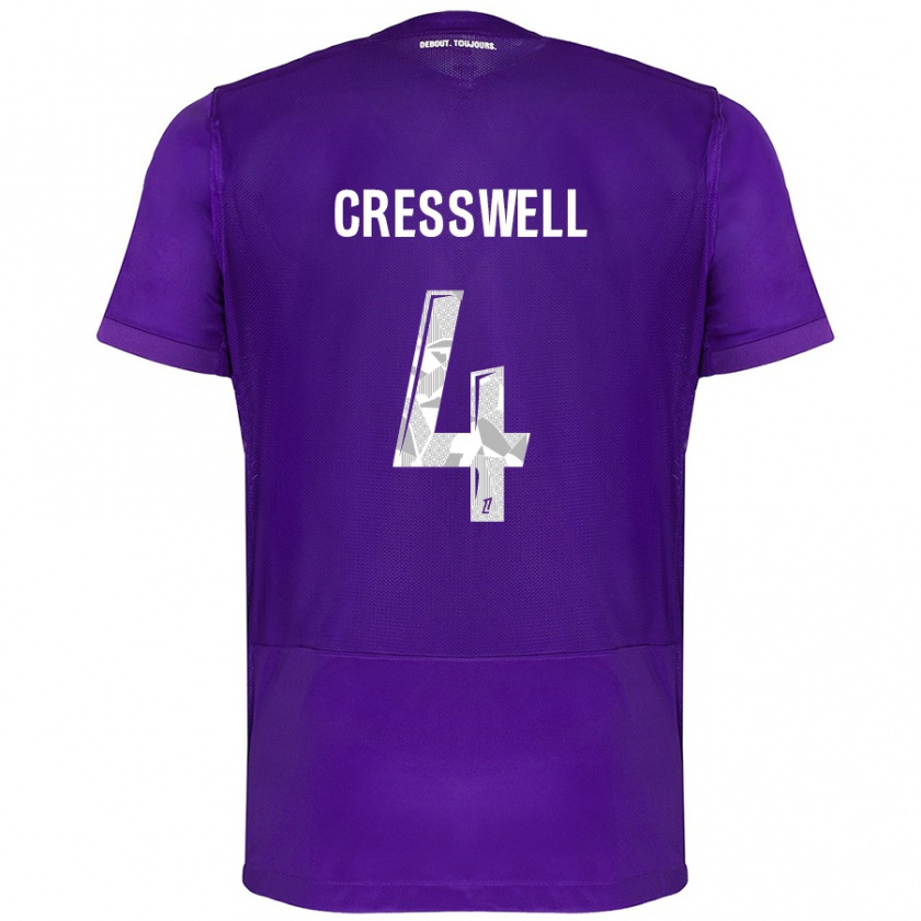 Kandiny Mujer Camiseta Charlie Cresswell #4 Morado Blanco 1ª Equipación 2024/25 La Camisa Chile