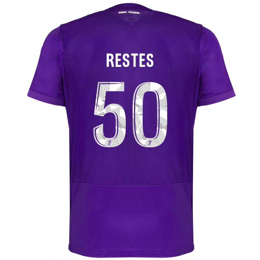 Kandiny Mujer Camiseta Guillaume Restes #50 Morado Blanco 1ª Equipación 2024/25 La Camisa Chile