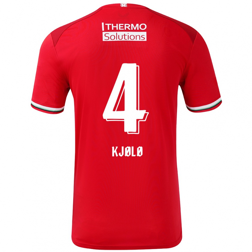 Kandiny Mujer Camiseta Mathias Kjølø #4 Rojo Blanco 1ª Equipación 2024/25 La Camisa Chile