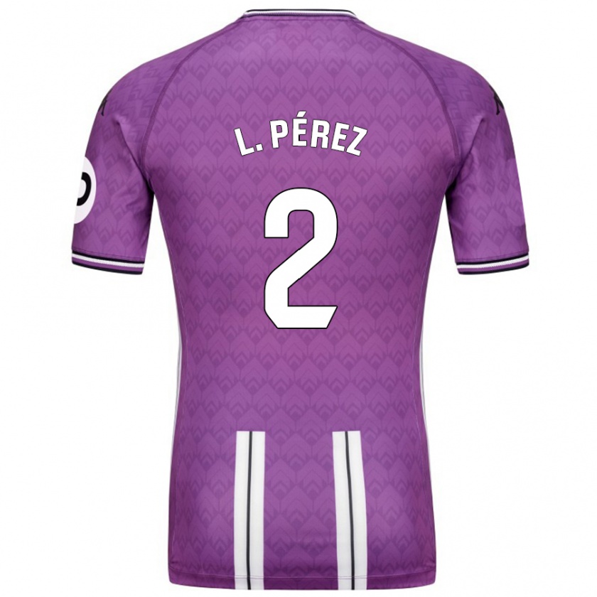 Kandiny Mujer Camiseta Luis Pérez #2 Púrpura Blanco 1ª Equipación 2024/25 La Camisa Chile