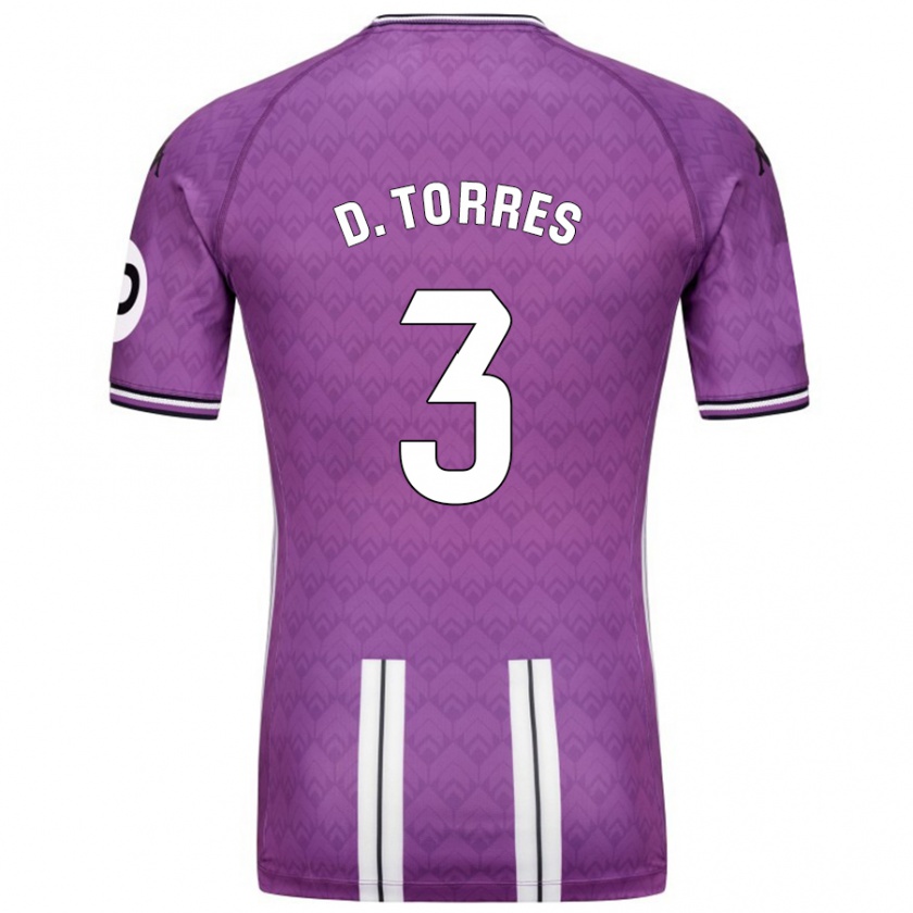 Kandiny Mujer Camiseta David Torres #3 Púrpura Blanco 1ª Equipación 2024/25 La Camisa Chile