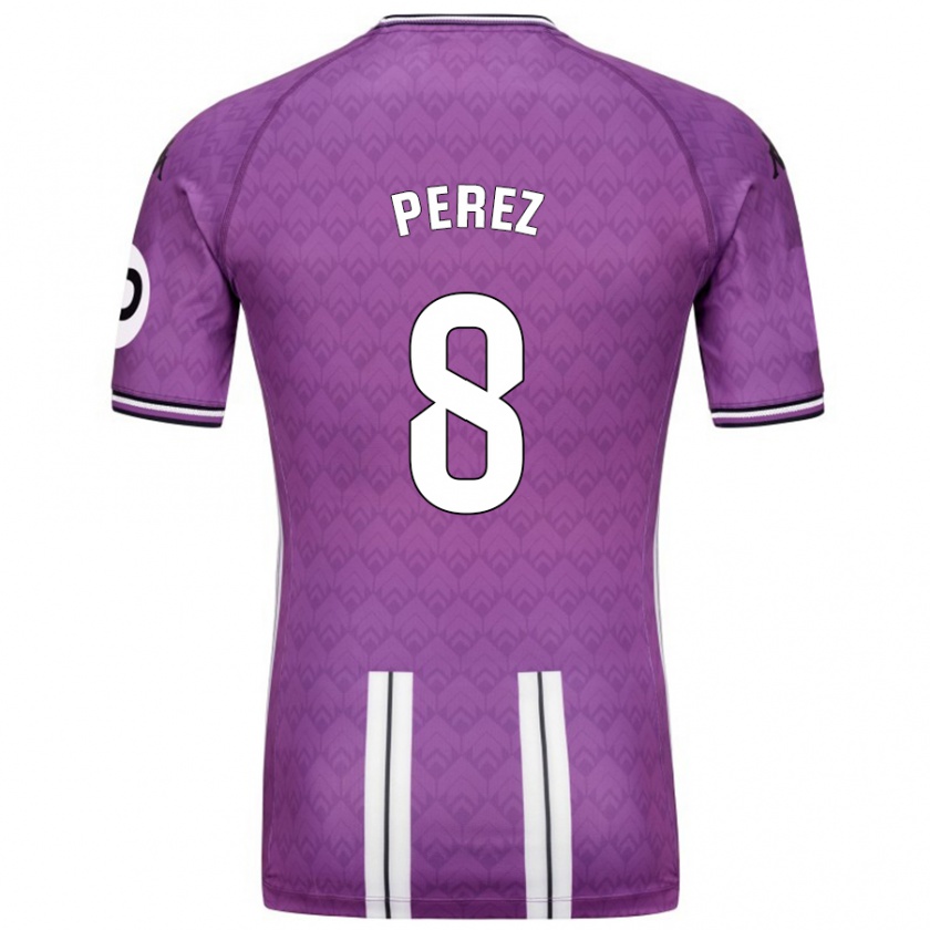 Kandiny Mujer Camiseta Kike Pérez #8 Púrpura Blanco 1ª Equipación 2024/25 La Camisa Chile