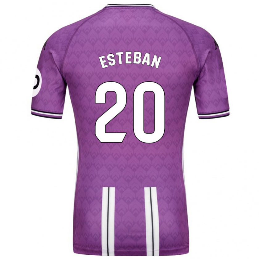 Kandiny Mujer Camiseta Sergio Esteban #20 Púrpura Blanco 1ª Equipación 2024/25 La Camisa Chile