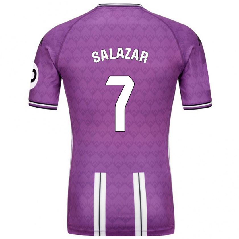 Kandiny Mujer Camiseta Israel Salazar #7 Púrpura Blanco 1ª Equipación 2024/25 La Camisa Chile