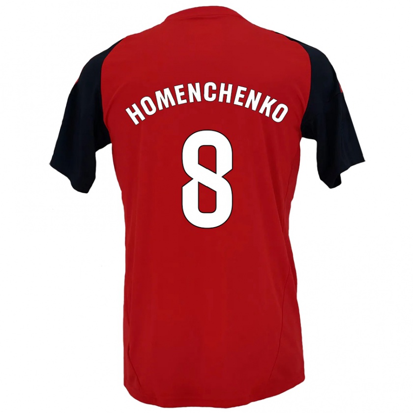 Kandiny Mujer Camiseta Santiago Homenchenko #8 Rojo Negro 1ª Equipación 2024/25 La Camisa Chile