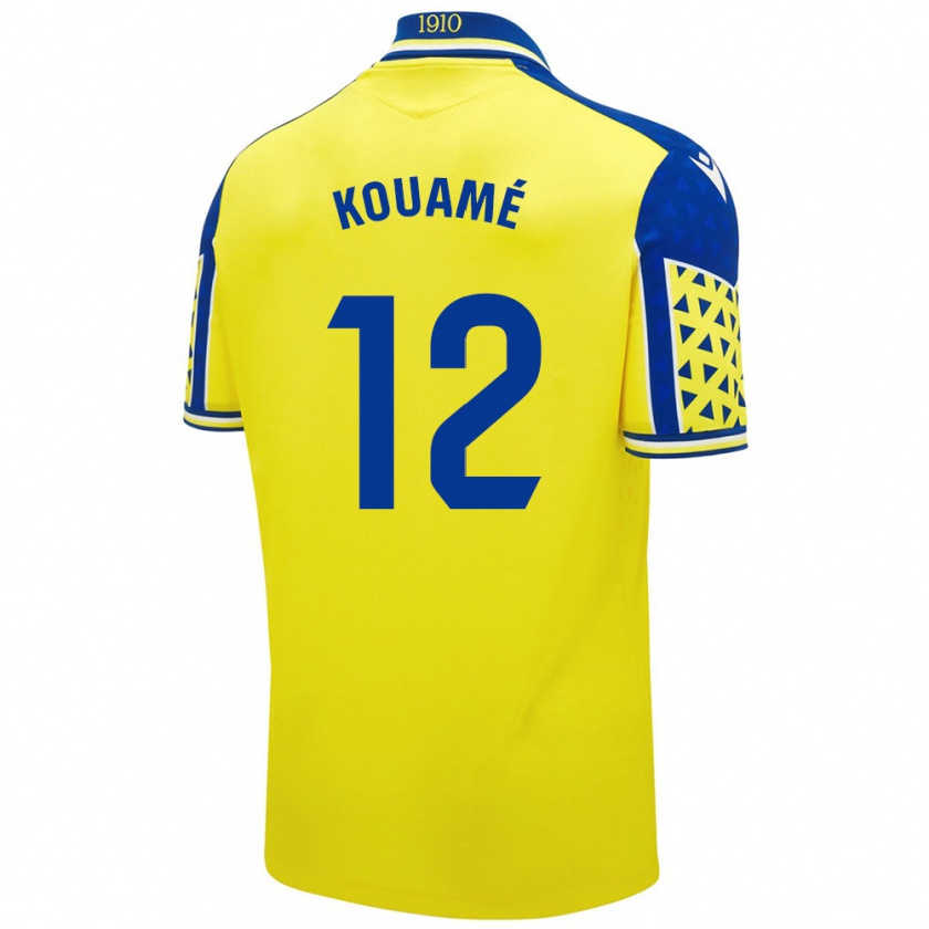 Kandiny Mujer Camiseta Rominigue Kouamé #12 Amarillo Azul 1ª Equipación 2024/25 La Camisa Chile