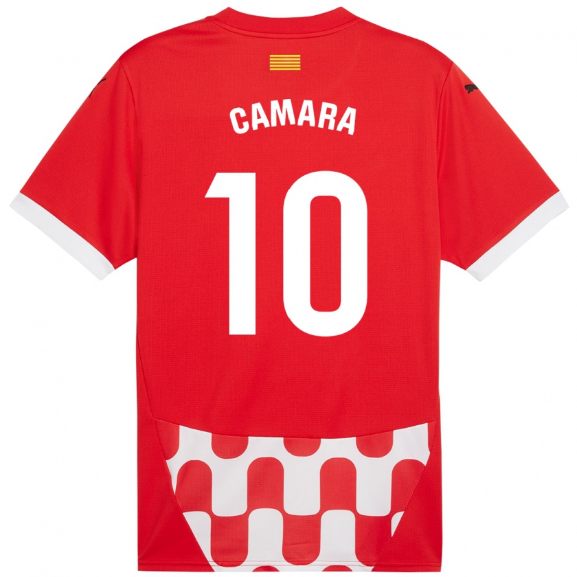 Kandiny Mujer Camiseta Dawda Camara #10 Rojo Blanco 1ª Equipación 2024/25 La Camisa Chile