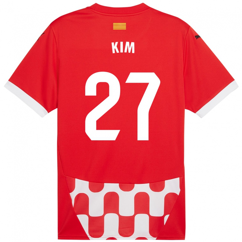 Kandiny Mujer Camiseta Min-Su Kim #27 Rojo Blanco 1ª Equipación 2024/25 La Camisa Chile