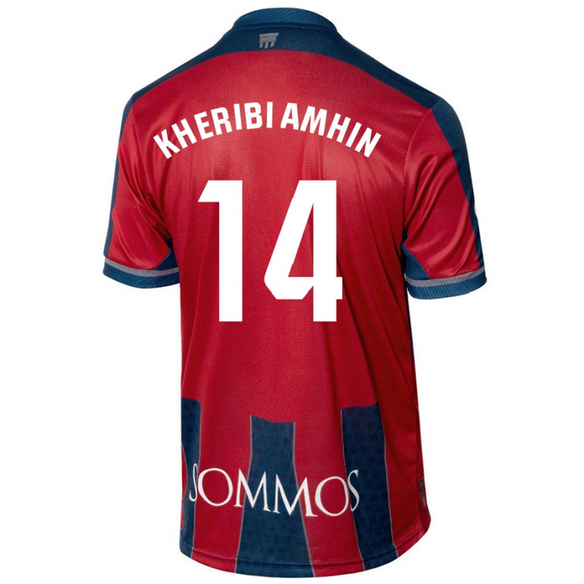 Kandiny Mujer Camiseta Nabil Kheribi Amhin #14 Rojo Azul 1ª Equipación 2024/25 La Camisa Chile