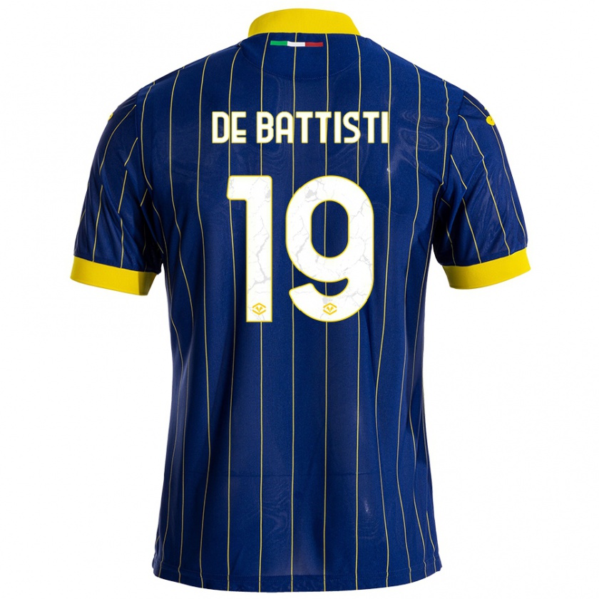 Kandiny Mujer Camiseta Davide De Battisti #19 Azul Amarillo 1ª Equipación 2024/25 La Camisa Chile