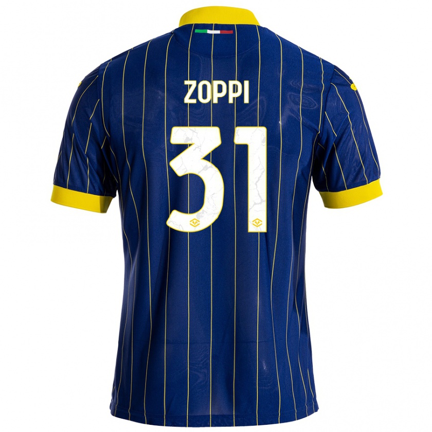 Kandiny Mujer Camiseta Sofia Zoppi #31 Azul Amarillo 1ª Equipación 2024/25 La Camisa Chile