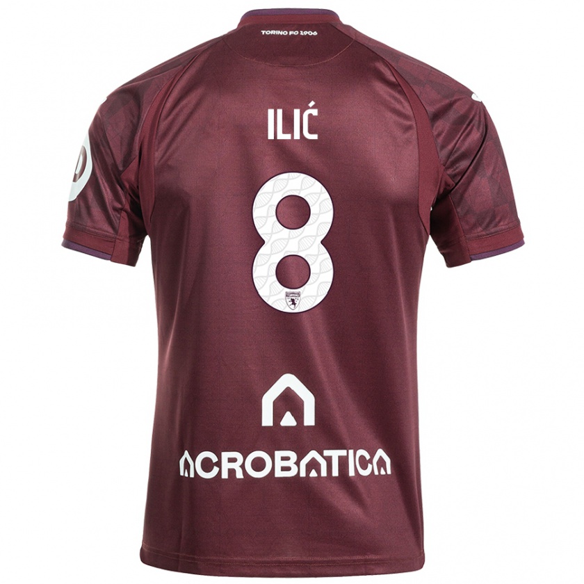 Kandiny Mujer Camiseta Ivan Ilić #8 Granate Blanco 1ª Equipación 2024/25 La Camisa Chile