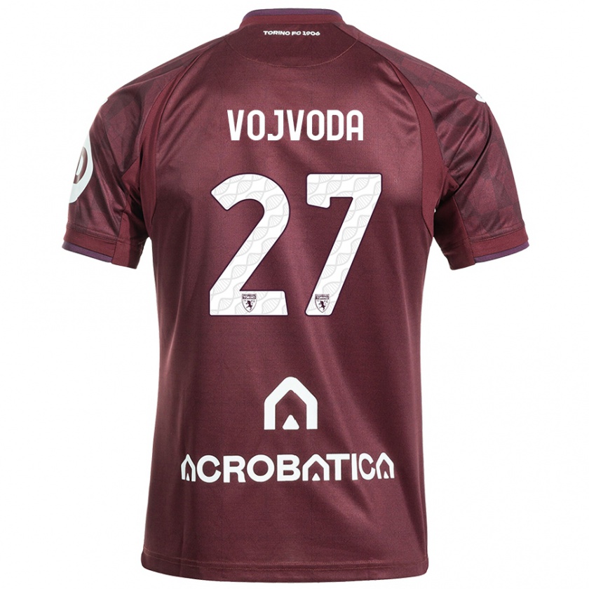 Kandiny Mujer Camiseta Mërgim Vojvoda #27 Granate Blanco 1ª Equipación 2024/25 La Camisa Chile