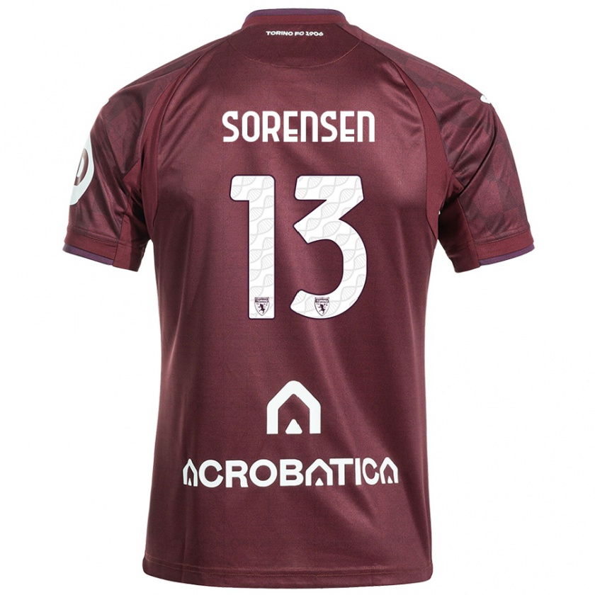 Kandiny Mujer Camiseta Ben Sørensen #13 Granate Blanco 1ª Equipación 2024/25 La Camisa Chile