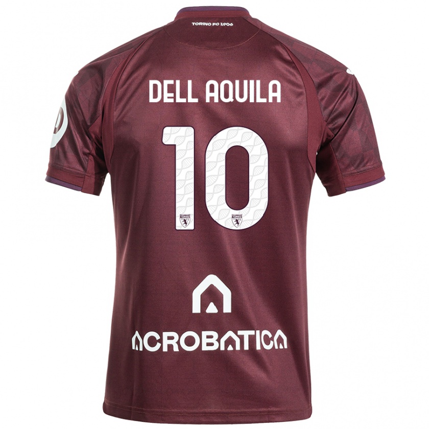 Kandiny Mujer Camiseta Francesco Dell'aquila #10 Granate Blanco 1ª Equipación 2024/25 La Camisa Chile