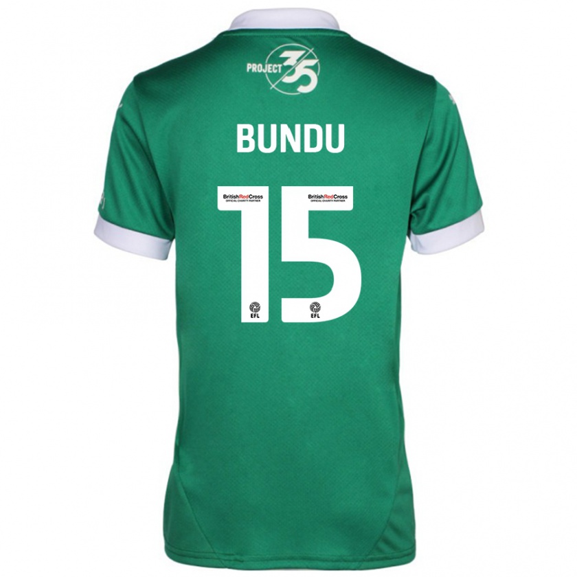 Kandiny Mujer Camiseta Mustapha Bundu #15 Verde Blanco 1ª Equipación 2024/25 La Camisa Chile