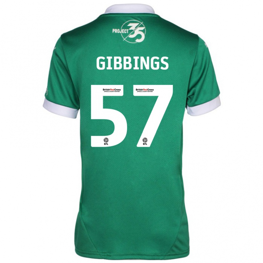 Kandiny Mujer Camiseta Cole Gibbings #57 Verde Blanco 1ª Equipación 2024/25 La Camisa Chile