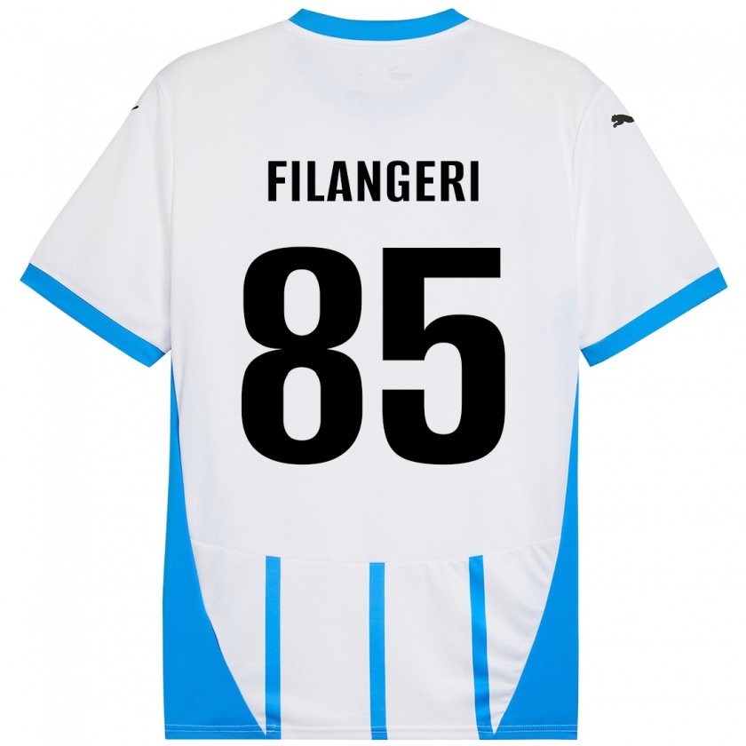 Kandiny Mujer Camiseta Maria Luisa Filangeri #85 Blanco Azul 2ª Equipación 2024/25 La Camisa Chile