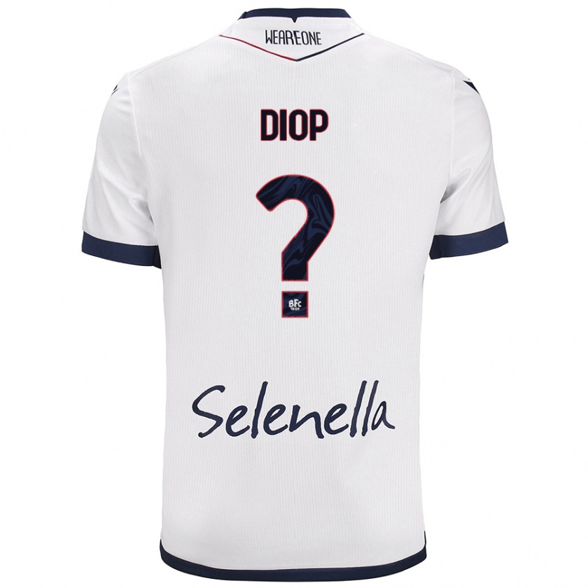 Kandiny Mujer Camiseta Saer Diop #0 Blanco Azul Real 2ª Equipación 2024/25 La Camisa Chile