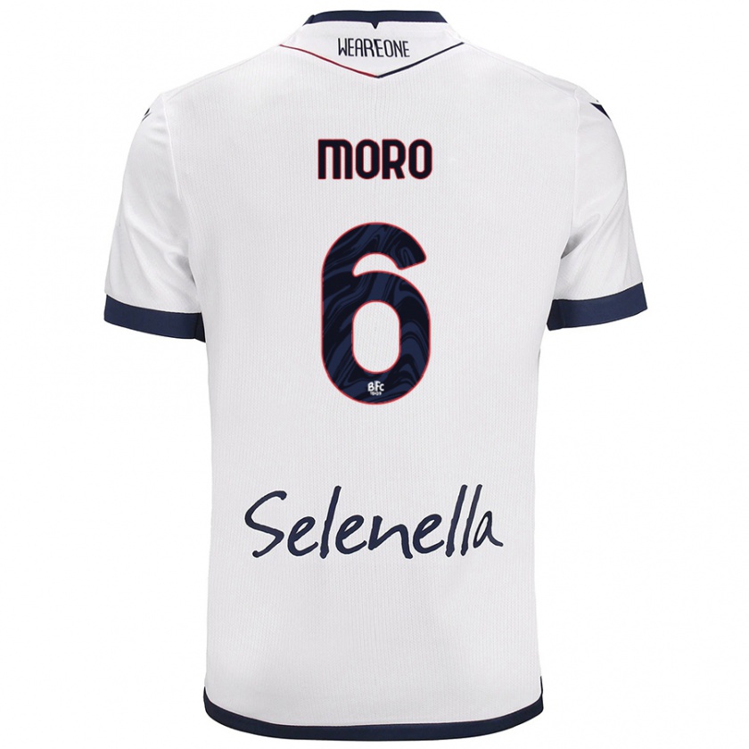 Kandiny Mujer Camiseta Nikola Moro #6 Blanco Azul Real 2ª Equipación 2024/25 La Camisa Chile