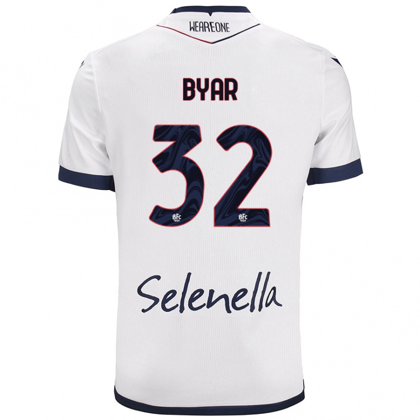 Kandiny Mujer Camiseta Naïm Byar #32 Blanco Azul Real 2ª Equipación 2024/25 La Camisa Chile