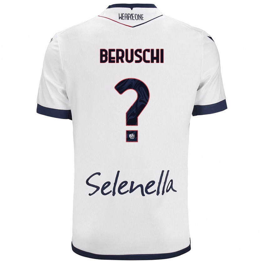 Kandiny Mujer Camiseta Diego Beruschi #0 Blanco Azul Real 2ª Equipación 2024/25 La Camisa Chile