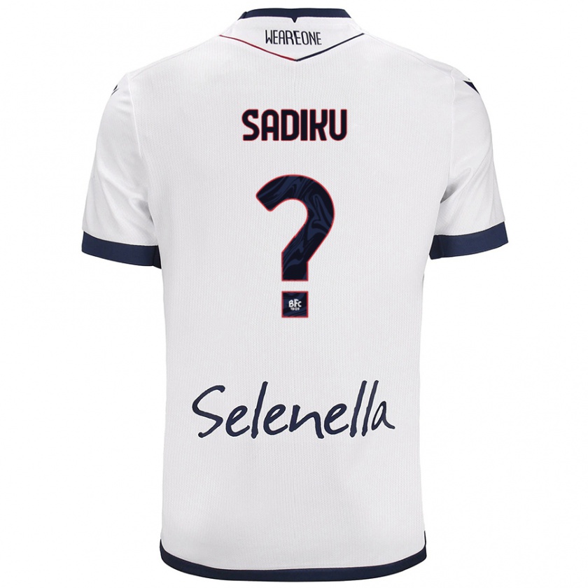 Kandiny Mujer Camiseta Bamir Sadiku #0 Blanco Azul Real 2ª Equipación 2024/25 La Camisa Chile