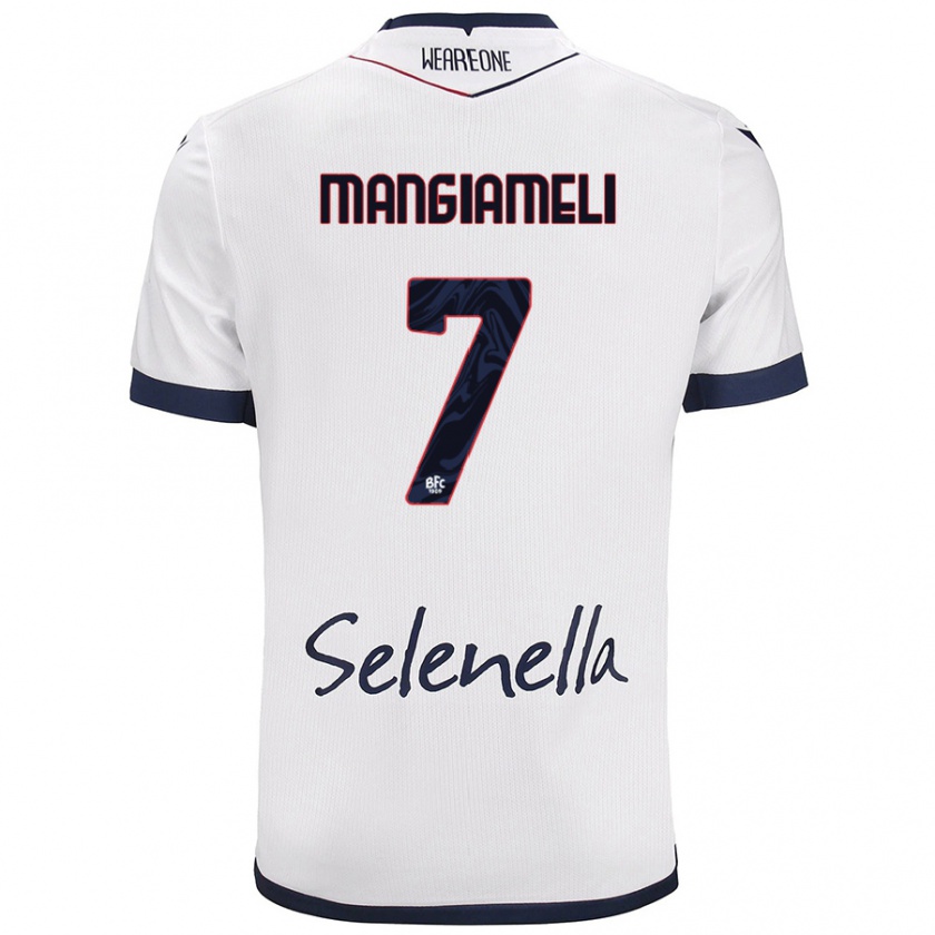 Kandiny Mujer Camiseta Federico Mangiameli #7 Blanco Azul Real 2ª Equipación 2024/25 La Camisa Chile