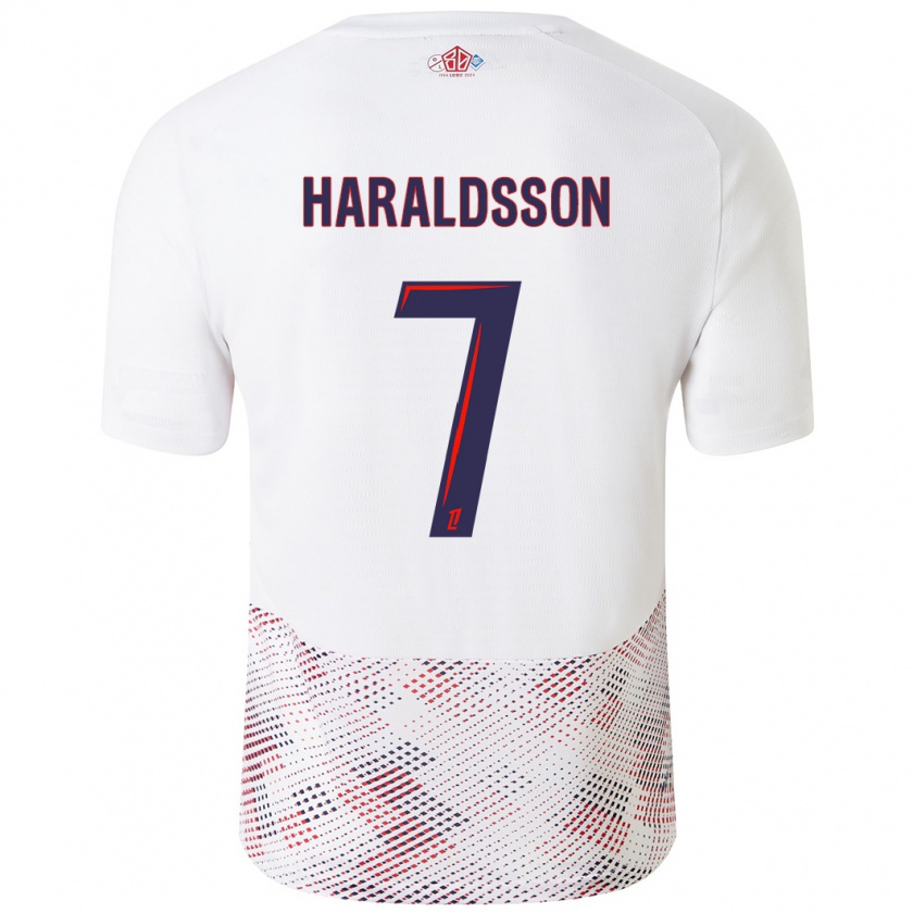 Kandiny Mujer Camiseta Hákon Arnar Haraldsson #7 Blanco Azul Real 2ª Equipación 2024/25 La Camisa Chile