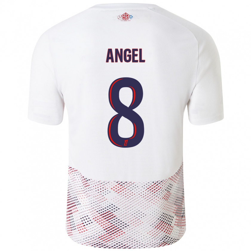 Kandiny Mujer Camiseta Angel Gomes #8 Blanco Azul Real 2ª Equipación 2024/25 La Camisa Chile